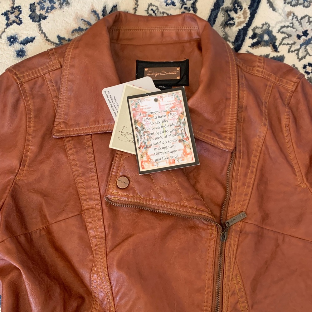 Women's Light Brown Vegan Leather Jacket